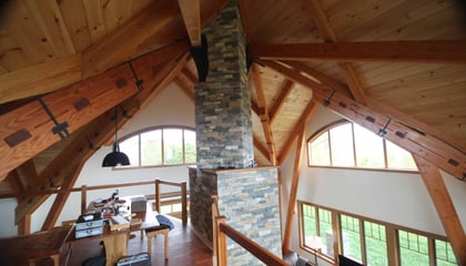 A New Twist on a Ledgestone Fireplace
